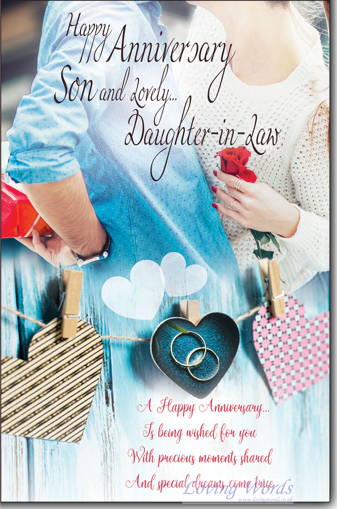 Son & Daughter in Law Anniv. Greeting Cards by Loving Words