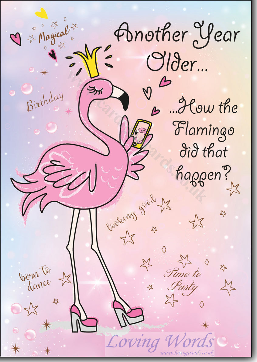 1- Flamingo Birthday | Greeting Cards by Loving Words