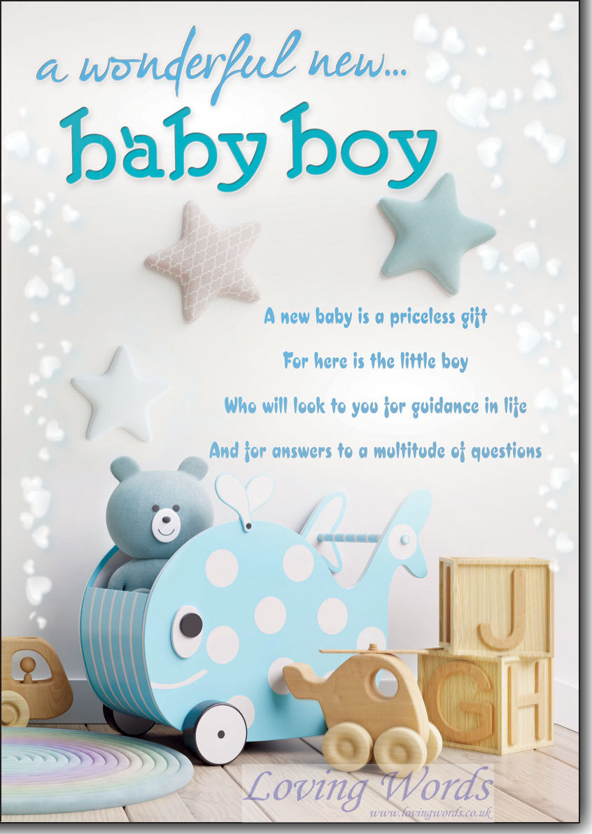 Baby Boy Birth Greeting Cards by Loving Words