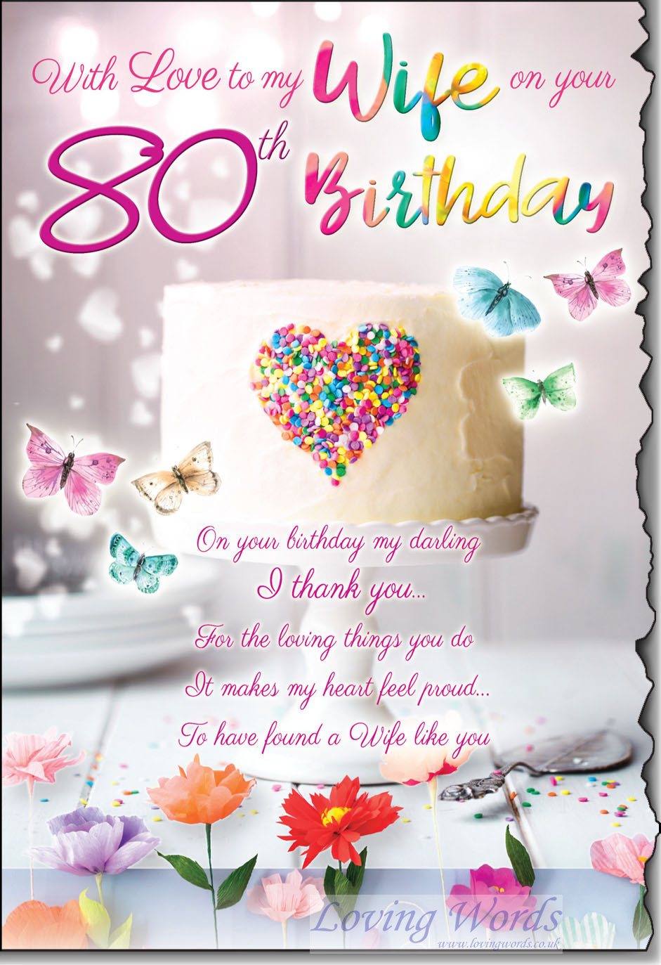 80th Birthday Card For Wife